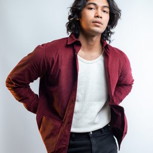 Men's Ribbed Cord  Shirts in Maroon 
