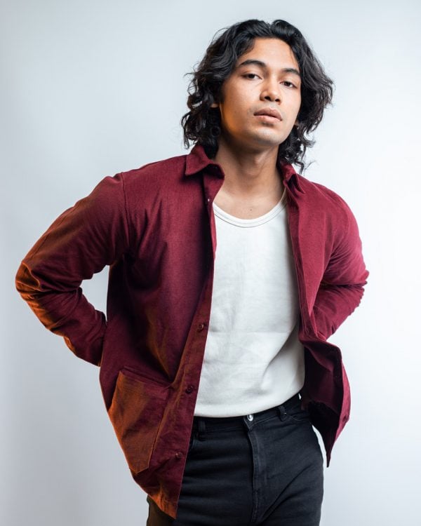 Men's Ribbed Cord  Shirts in Maroon 