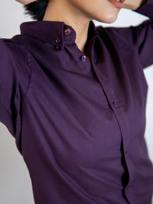 Women’s Long Sleeve Button-Down Shirt in Violet - Image 3