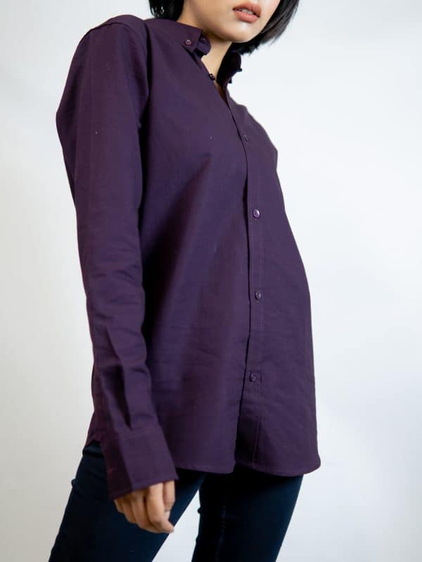 Women’s Long Sleeve Button-Down Shirt in Violet - Image 2