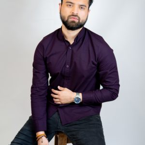 Men’s Long Sleeve Button-Down Shirt in Violet
