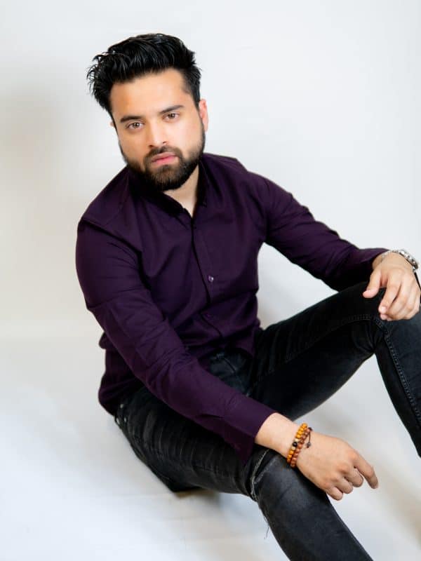 Men’s Long Sleeve Button-Down Shirt in Violet - Image 4