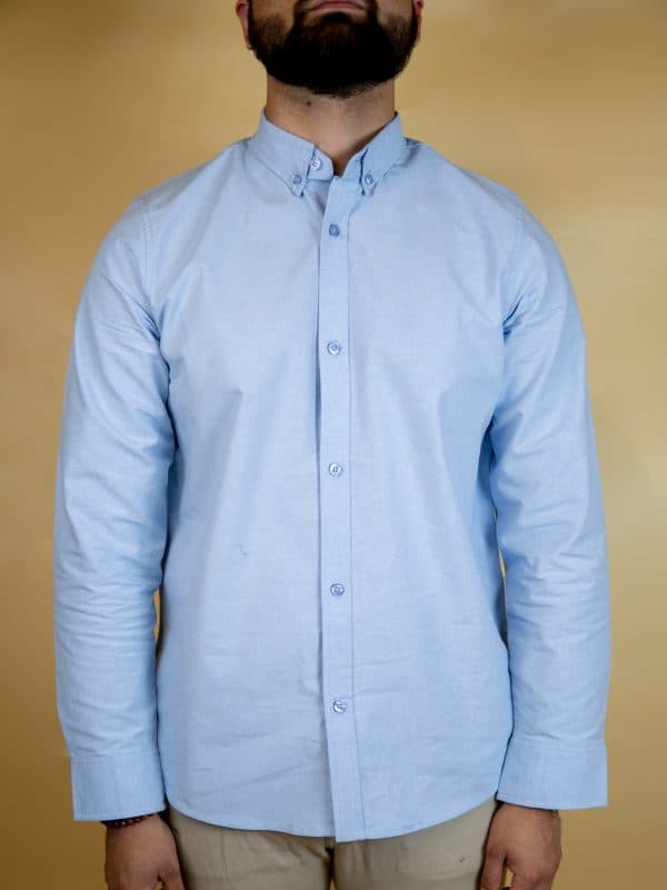 Men’s Long Sleeve Button-Down Shirt in Sky Blue - Image 2