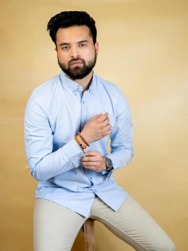 Men’s Long Sleeve Button-Down Shirt in Sky Blue