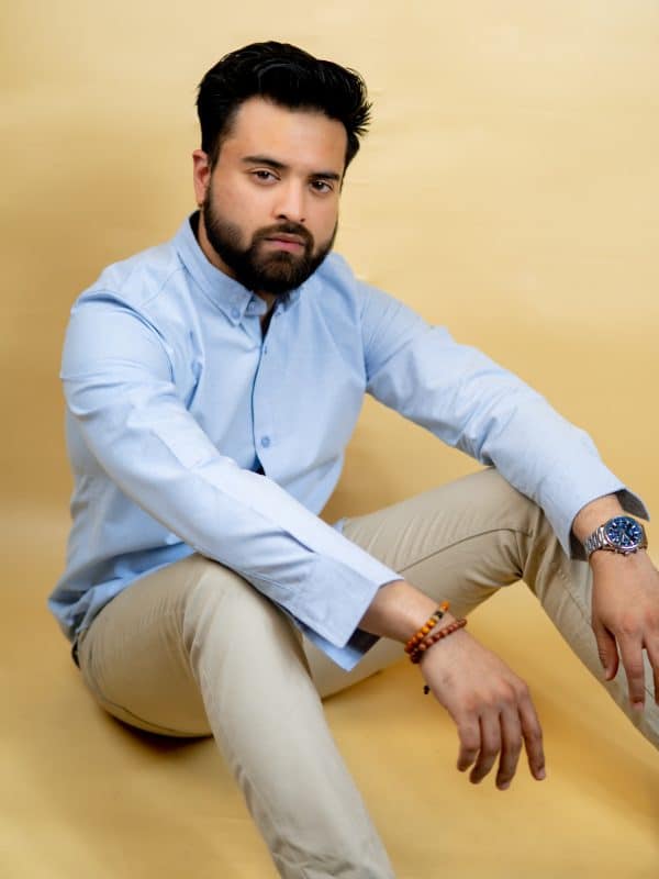 Men’s Long Sleeve Button-Down Shirt in Sky Blue - Image 4