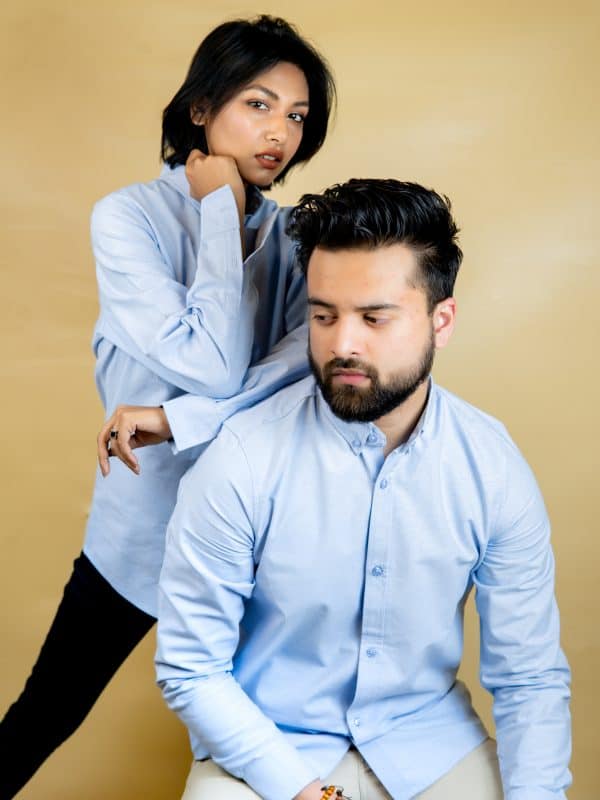 Men’s Long Sleeve Button-Down Shirt in Sky Blue - Image 5