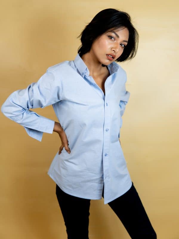 Women’s Long Sleeve Button-Down Shirt in Sky Blue - Image 4