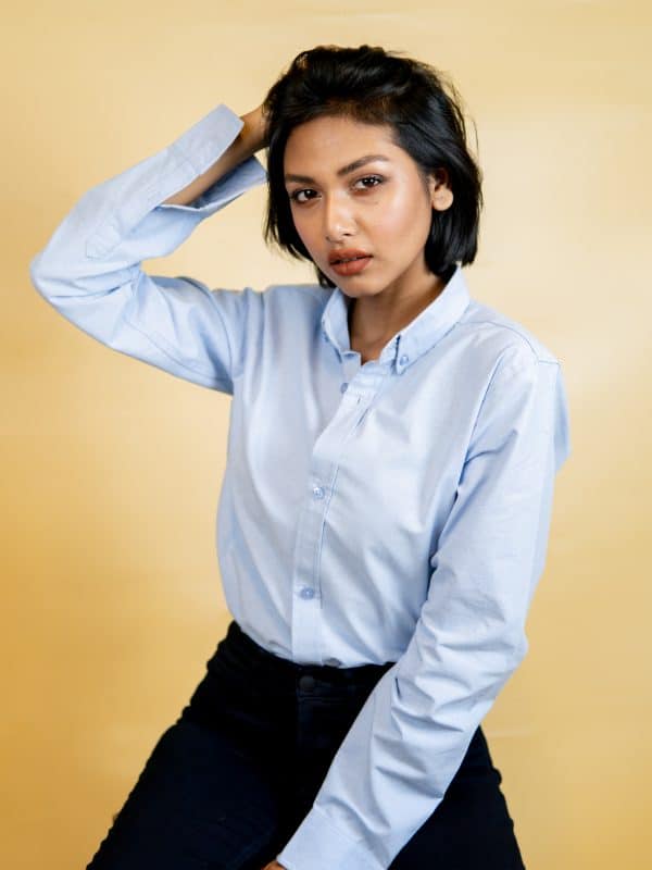 Women’s Long Sleeve Button-Down Shirt in Sky Blue