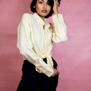 Women's Plain Button-Down Shirt in Yellow
