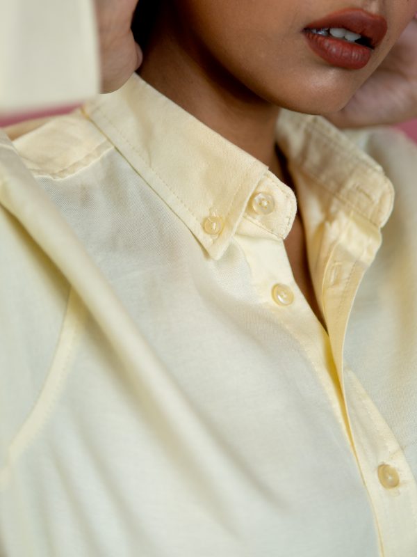 Women's Plain Button-Down Shirt in Yellow - Image 2