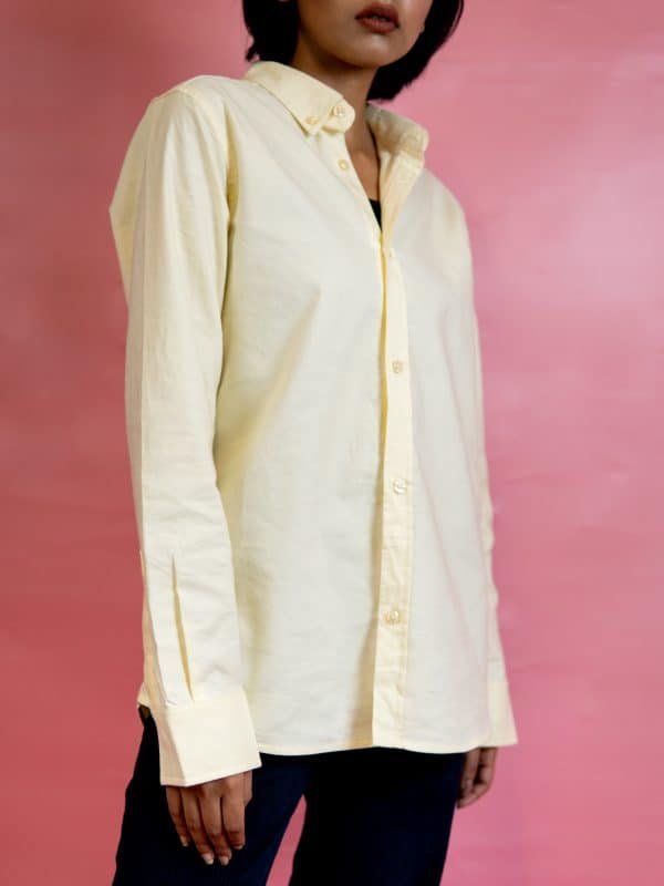 Women's Plain Button-Down Shirt in Yellow - Image 3