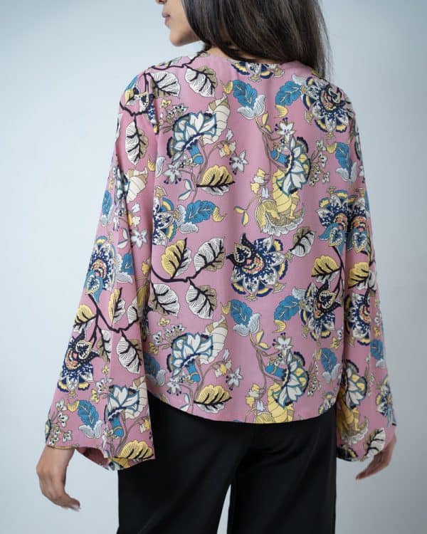 Women's Floral Printed String Tie top in Pink - Image 5