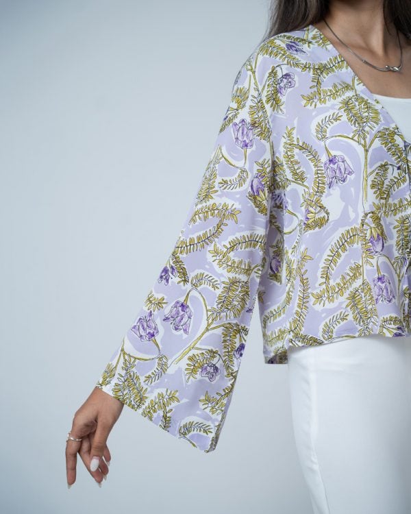 Women's Floral Printed String Tie top in Violet - Image 5