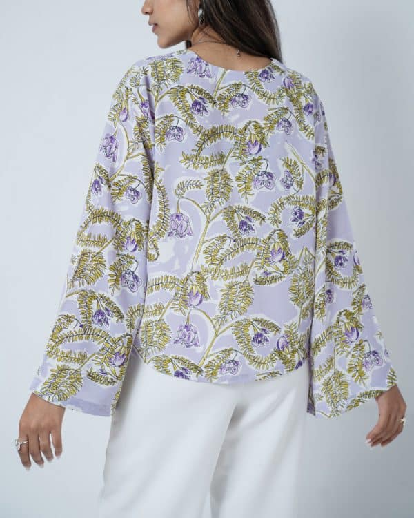 Women's Floral Printed String Tie top in Violet - Image 6