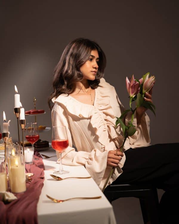 Women's Long Sleeve Ruffle Top in Off-White - Image 7