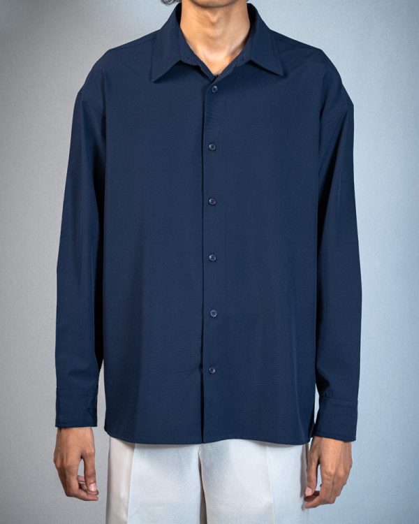 Men’s Oversized Flow Shirt in Navy Blue - Image 3