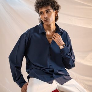 Men’s Oversized Flow Shirt in Navy Blue