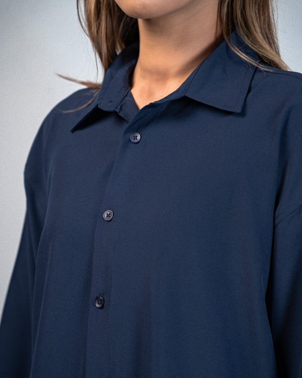 Women’s Oversized Flow Shirt in Navy Blue - Image 4