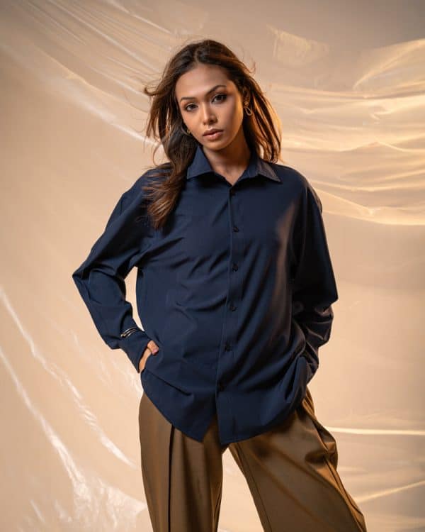 Women’s Oversized Flow Shirt in Navy Blue