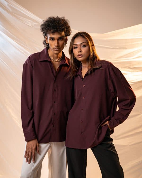 Men’s Oversized Flow Shirt in Wine Maroon - Image 5