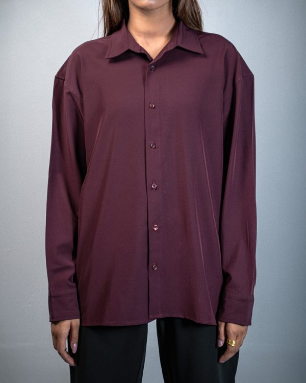 Women’s Oversized Flow Shirt in Wine Maroon - Image 2