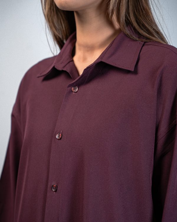 Women’s Oversized Flow Shirt in Wine Maroon - Image 3