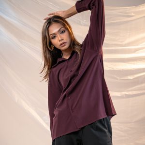 Women’s Oversized Flow Shirt in Wine Maroon