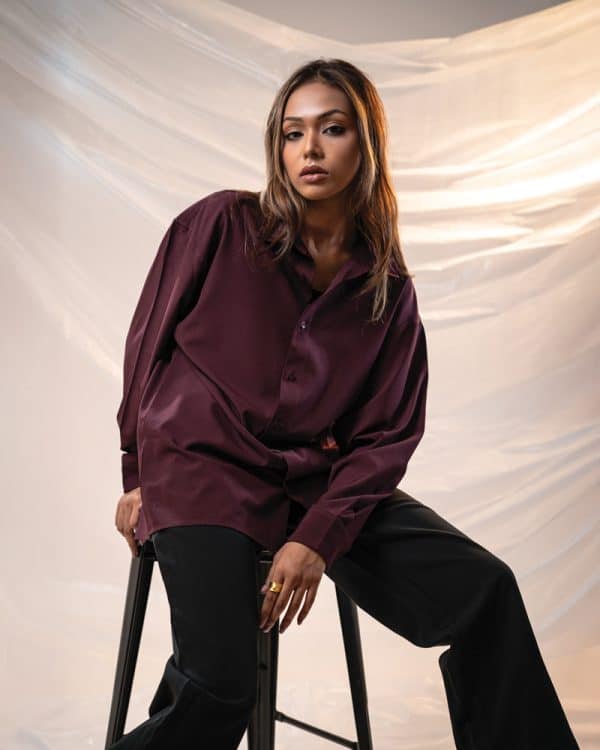 Women’s Oversized Flow Shirt in Wine Maroon - Image 7