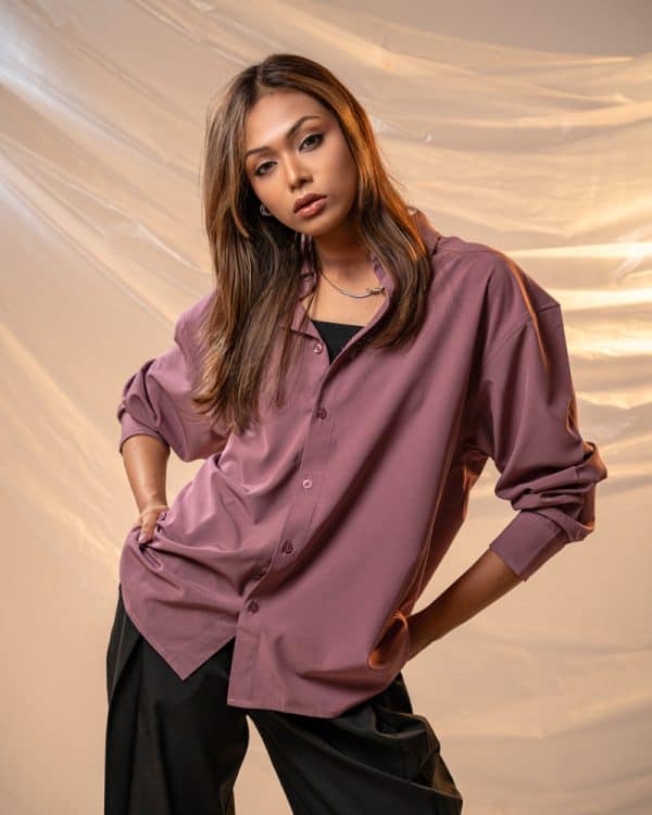 Women’s Oversized Flow Shirt in Mauve - Image 7