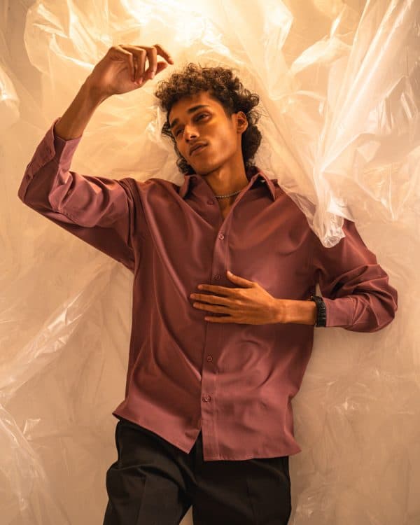 Men’s Oversized Flow Shirt in Mauve - Image 2