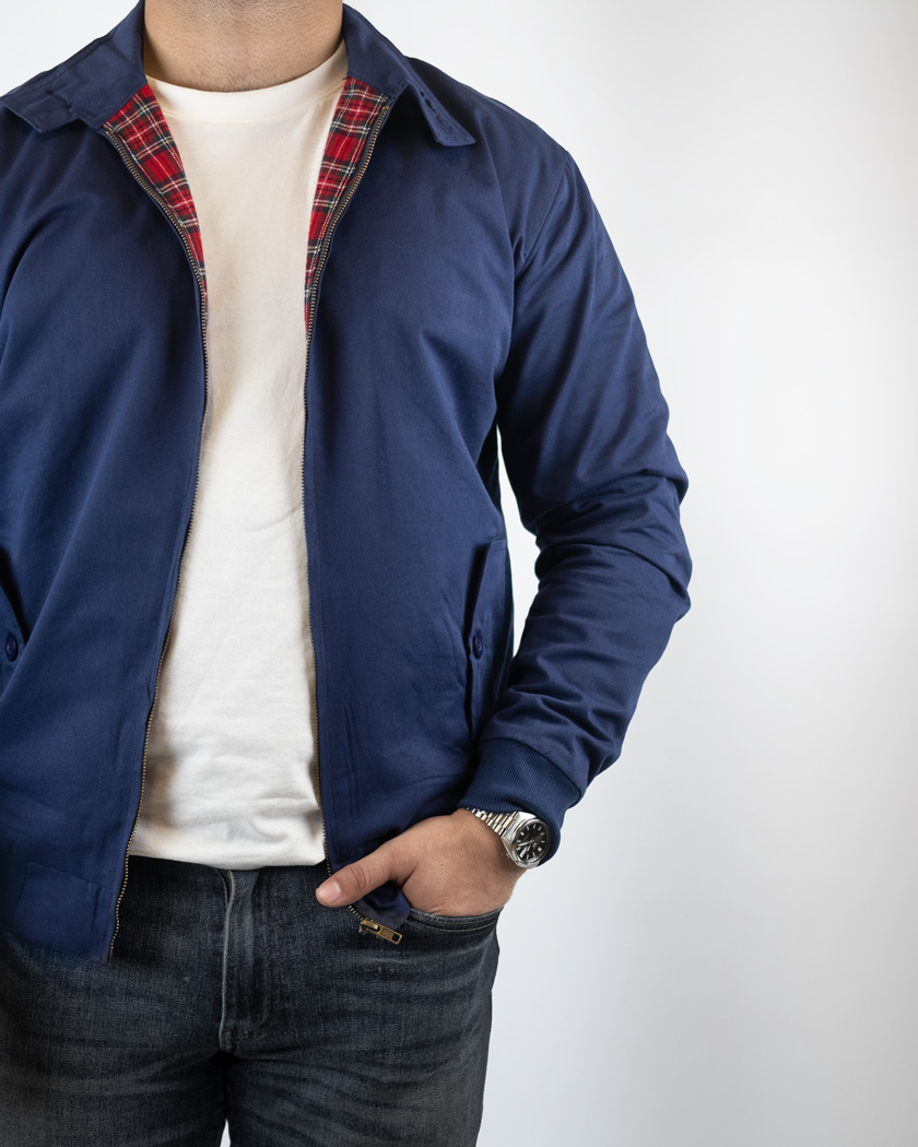 Men's Harrington Jacket in Navy Blue - Image 4
