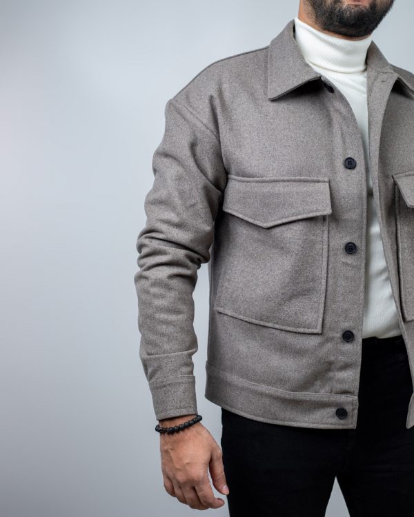 Men's Thick Boxy Jacket in Brown Ash - Image 3
