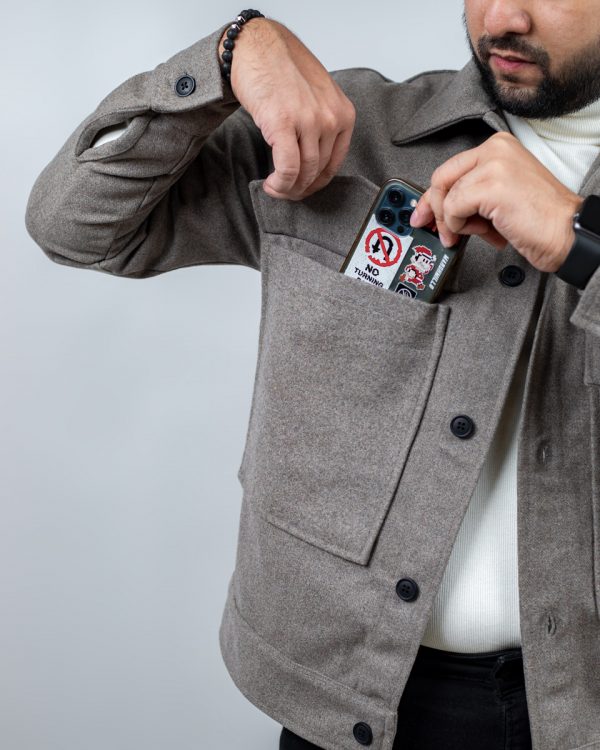 Men's Thick Boxy Jacket in Brown Ash - Image 5