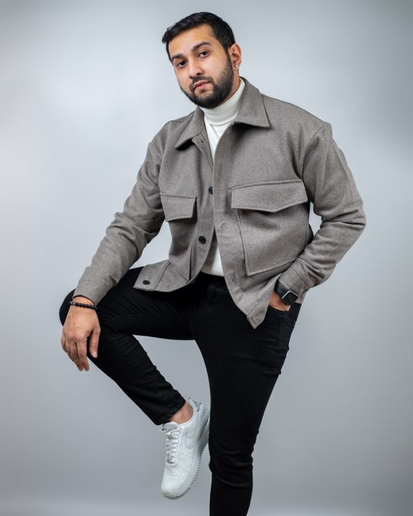 Men's Thick Boxy Jacket in Brown Ash - Image 9
