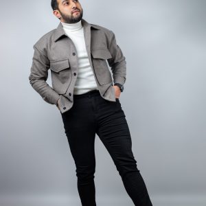Men's Thick Boxy Jacket in Brown Ash