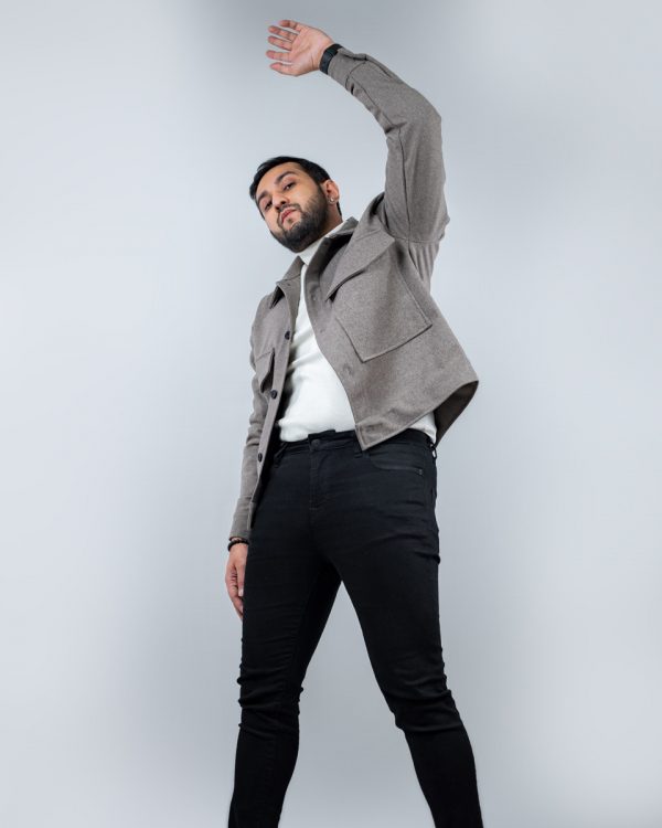Men's Thick Boxy Jacket in Brown Ash - Image 6