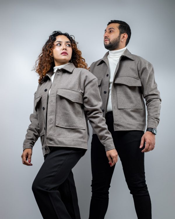 Men's Thick Boxy Jacket in Brown Ash - Image 10