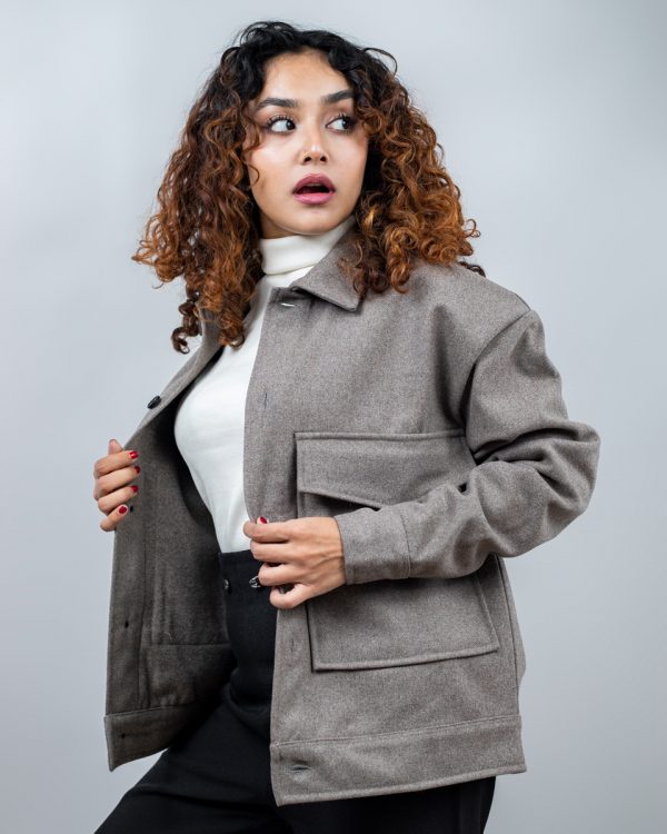 Women's Thick Boxy Jacket in Brown Ash - Image 6