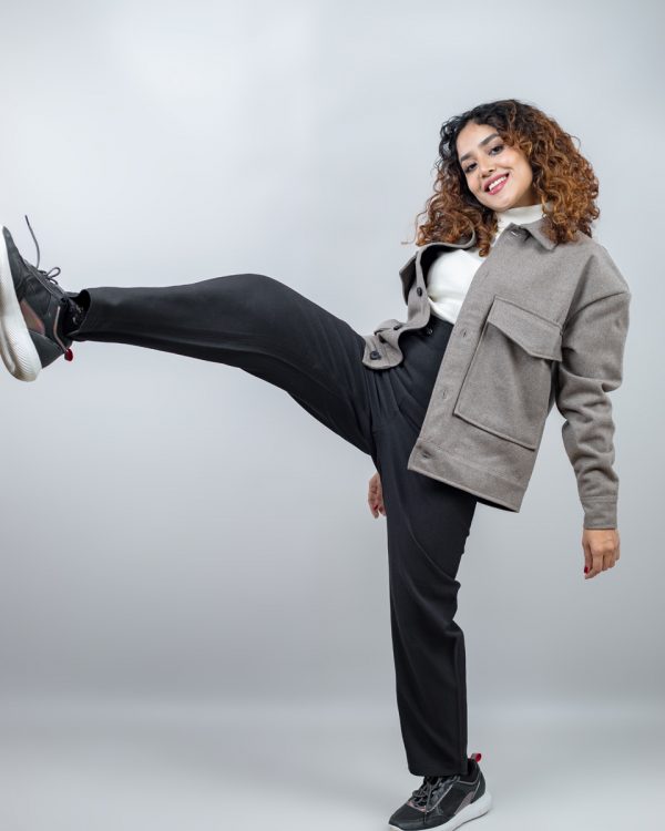 Women's Thick Boxy Jacket in Brown Ash - Image 11
