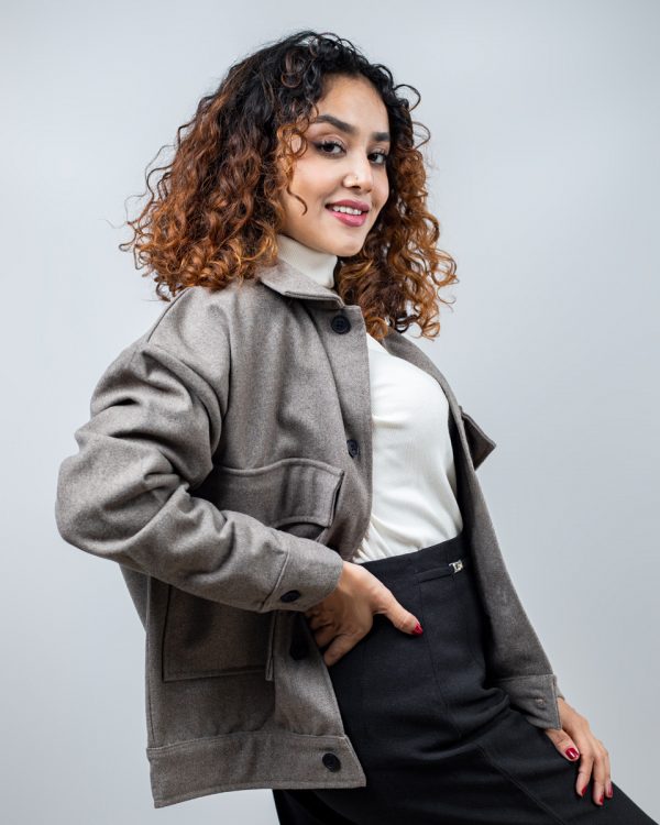 Women's Thick Boxy Jacket in Brown Ash - Image 7