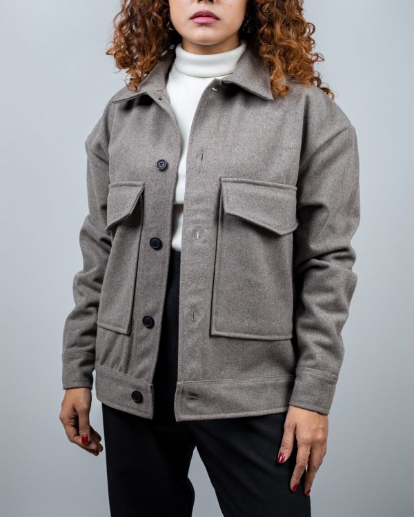 Women's Thick Boxy Jacket in Brown Ash - Image 2