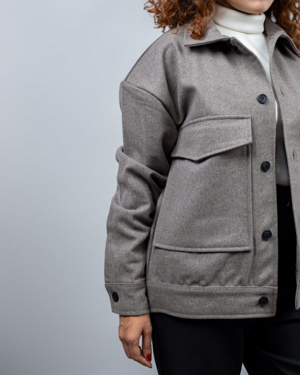 Women's Thick Boxy Jacket in Brown Ash - Image 5