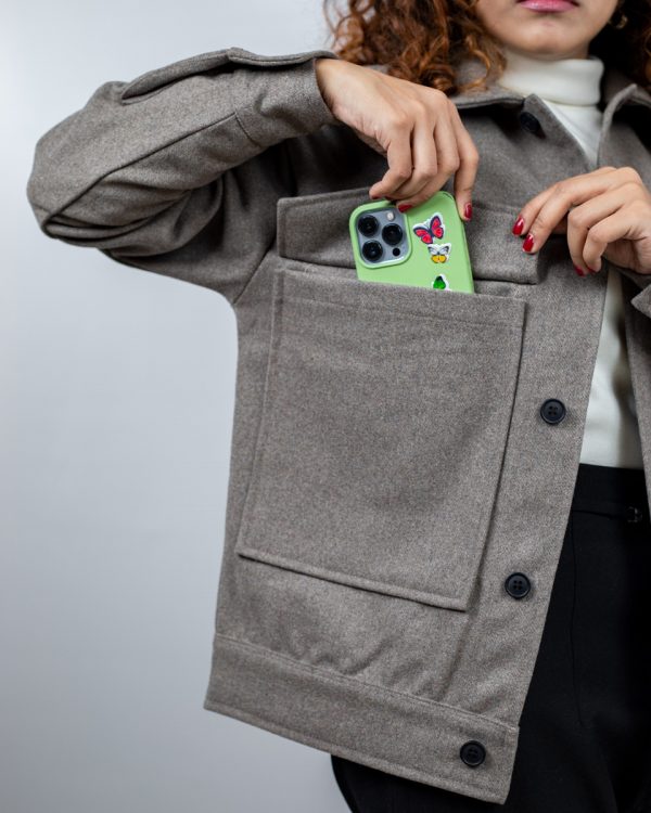 Women's Thick Boxy Jacket in Brown Ash - Image 3