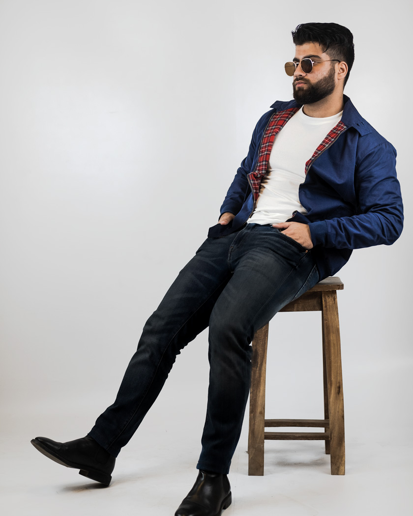 Men's Harrington Jacket in Navy Blue - Image 6