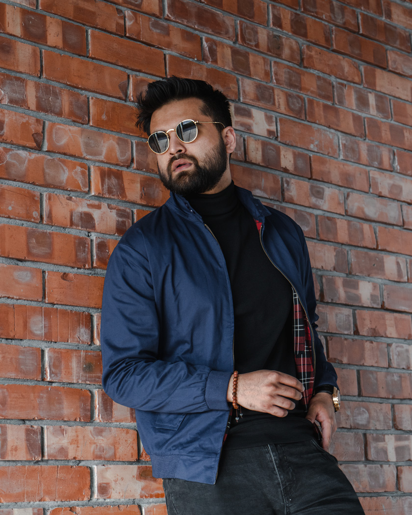 Men's Harrington Jacket in Navy Blue