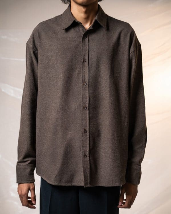 Men's Long Sleeve Oversized Shirt in Dark Brown - Image 2