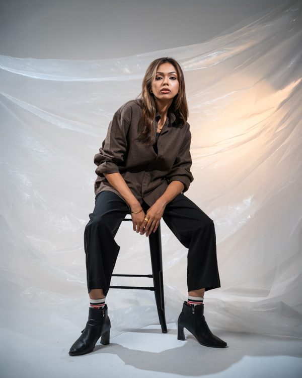 Women's Long Sleeve Oversized Shirt in Dark Brown - Image 6