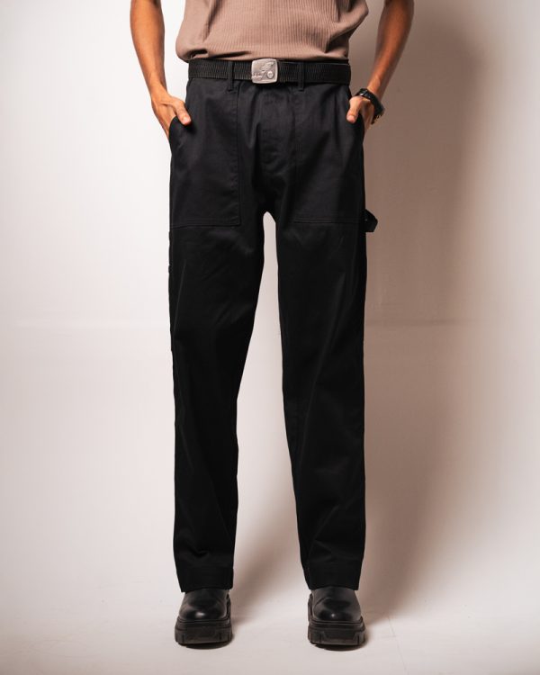 Men’s Straight Fit Carpenter Pants in Black - Image 3