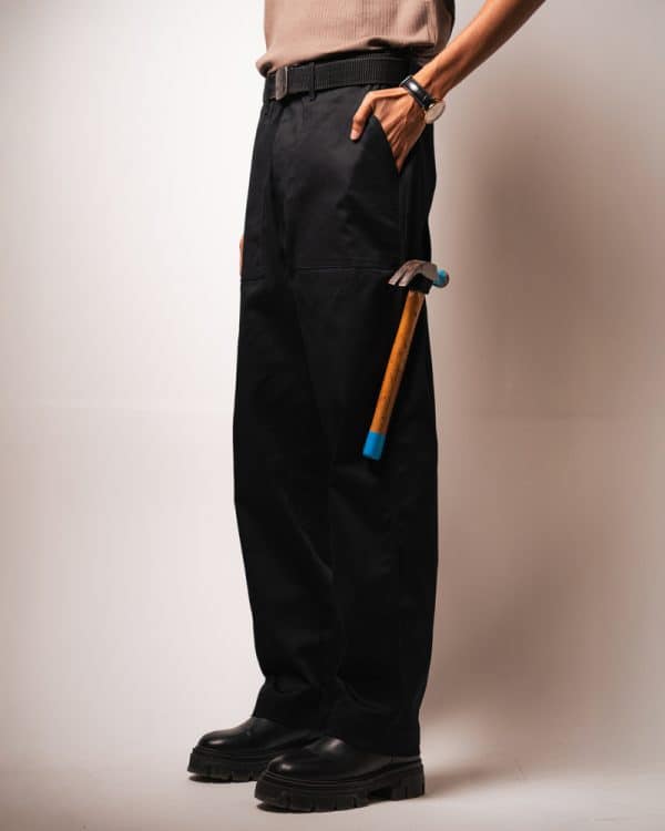 Men’s Straight Fit Carpenter Pants in Black - Image 4