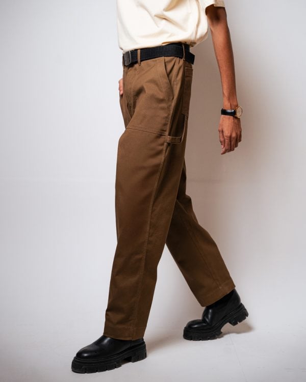 Men’s Straight Fit Carpenter Pants in Brown - Image 4